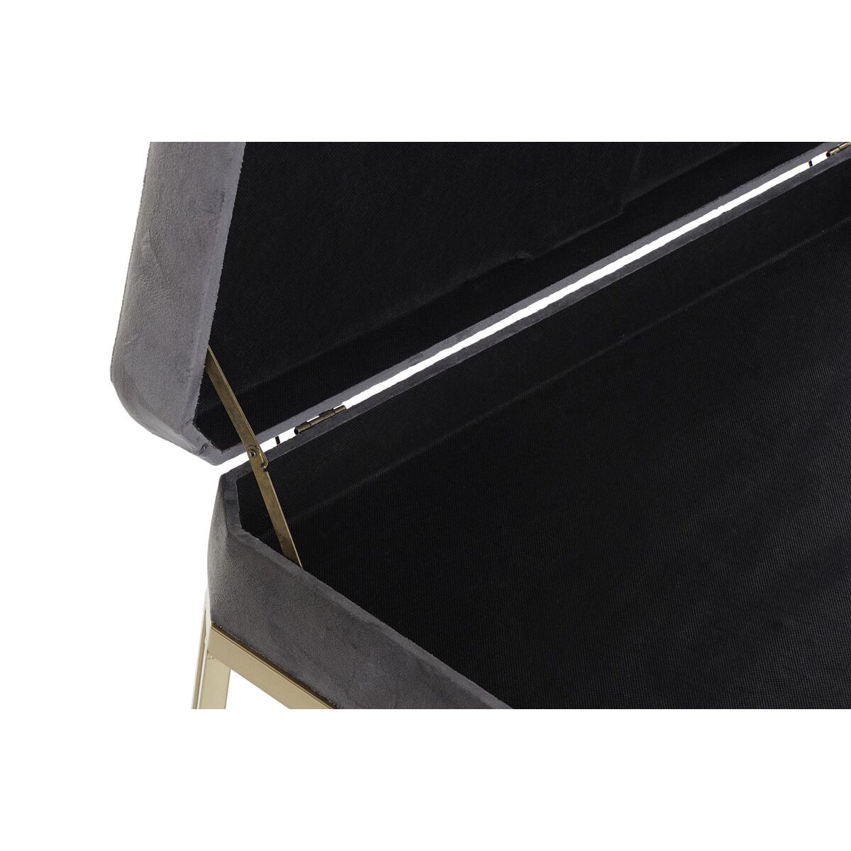 Sittpall DKD Home Decor   Grå Gyllene Metall Sammet (80 x 40 x 47 cm) - 5