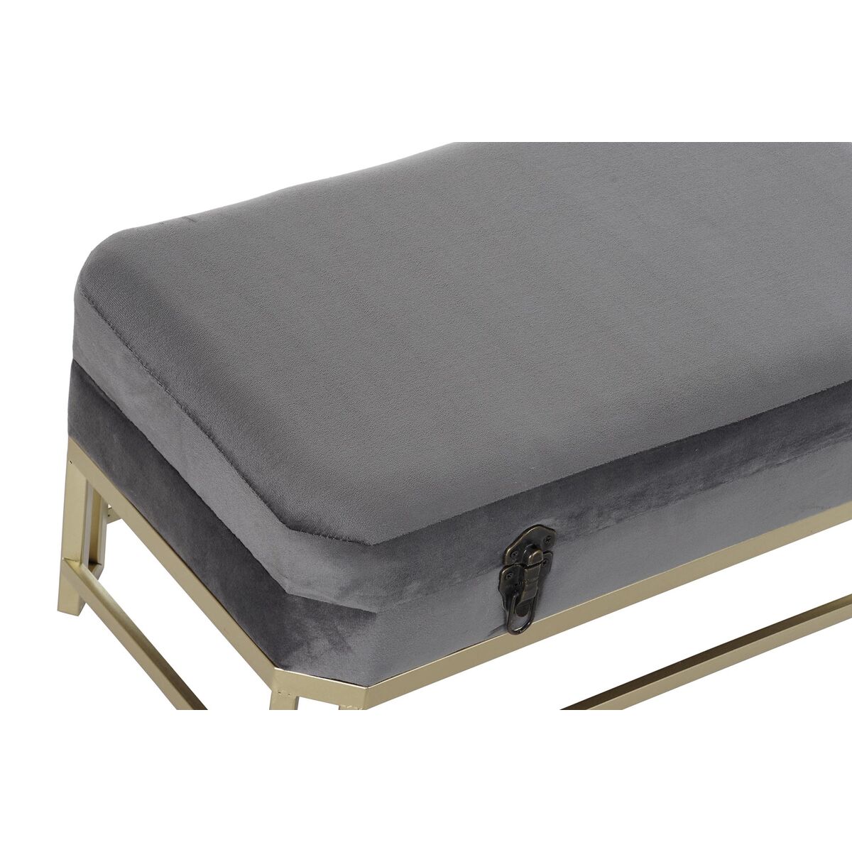 Sittpall DKD Home Decor   Grå Gyllene Metall Sammet (80 x 40 x 47 cm) - 3
