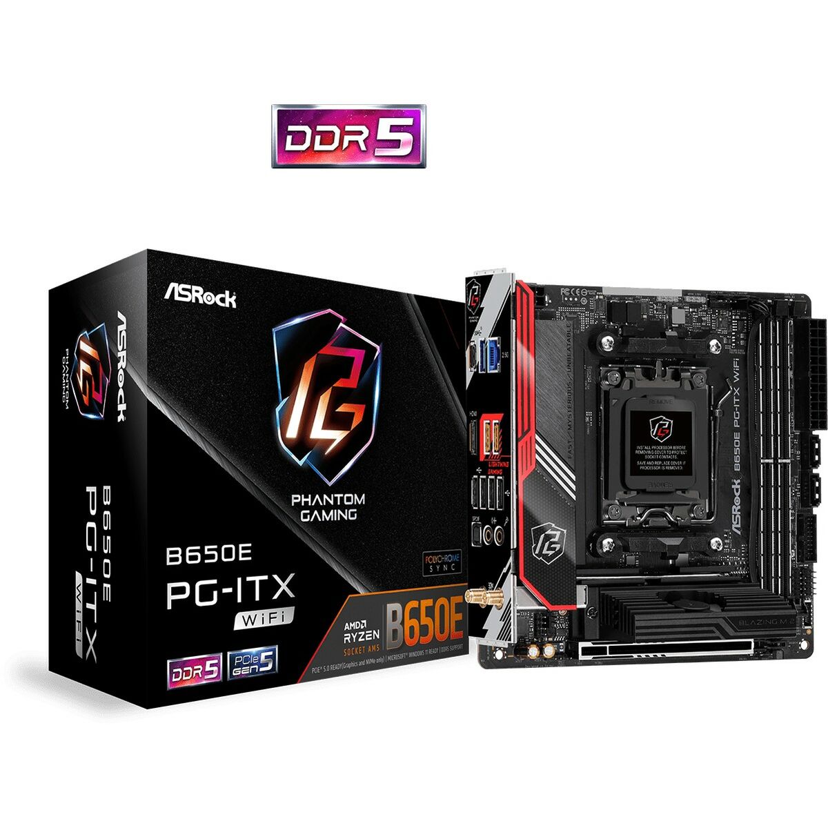 Moderkort ASRock B650E PG-ITX WIFI Intel Wi-Fi 6 AMD B650 AMD AM5 - 3