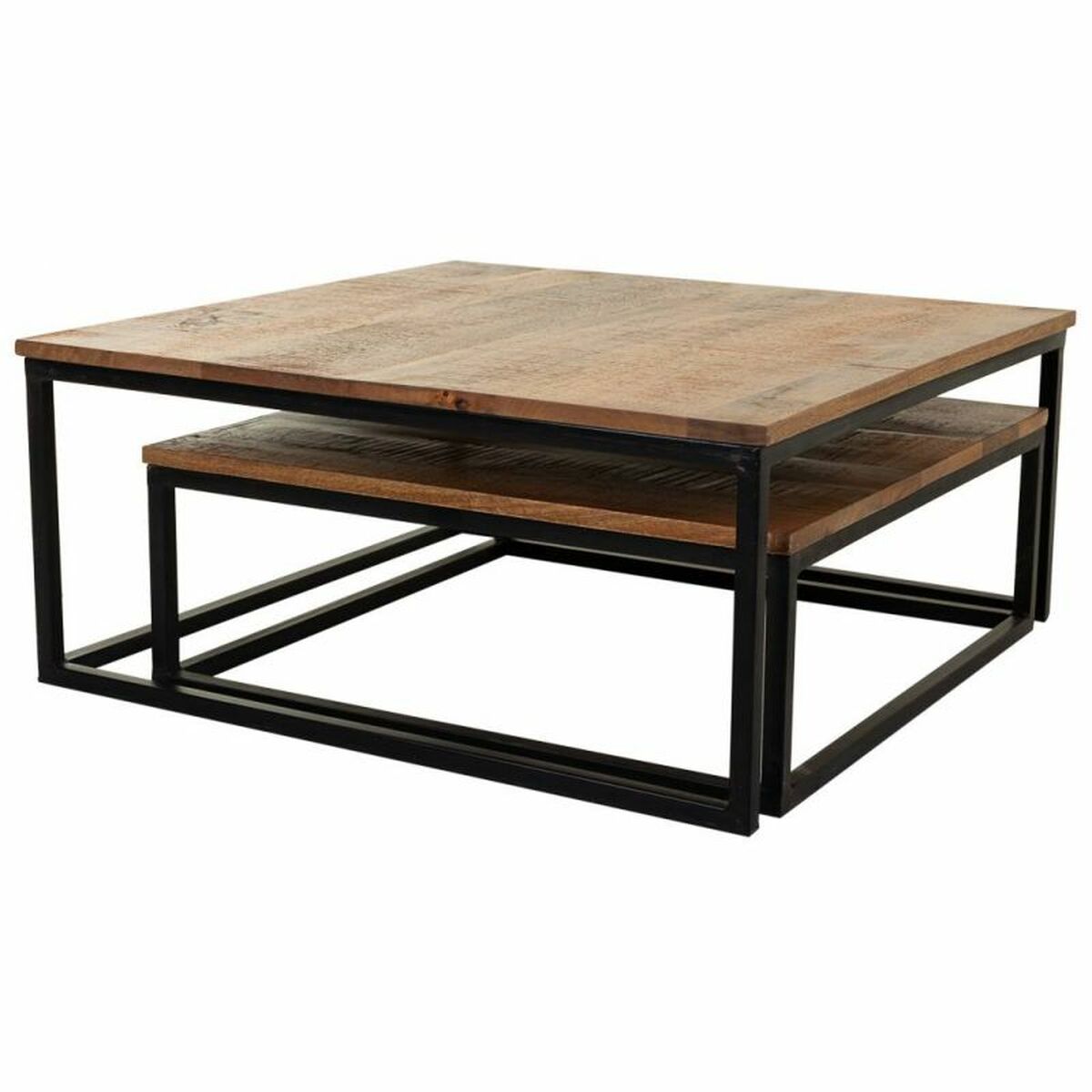 2-bordsset Alexandra House Living Naturell Järn Mangoträ 75 x 34 x 75 cm - 4
