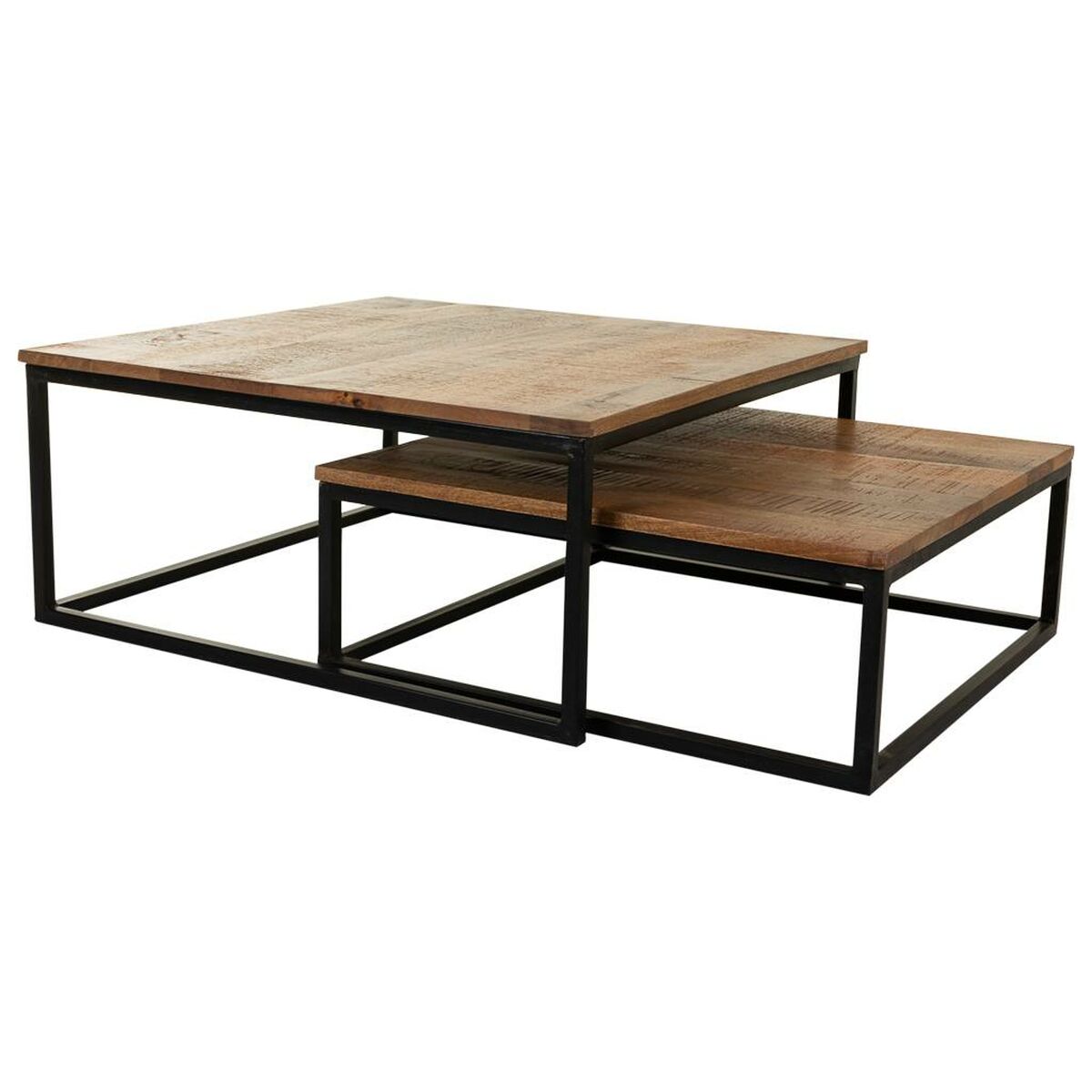 2-bordsset Alexandra House Living Naturell Järn Mangoträ 75 x 34 x 75 cm