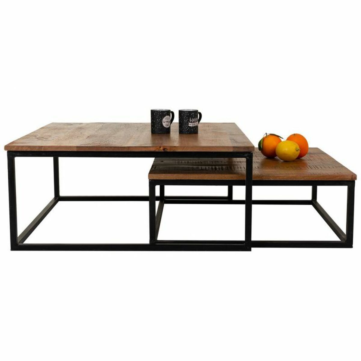2-bordsset Alexandra House Living Naturell Järn Mangoträ 75 x 34 x 75 cm - 3