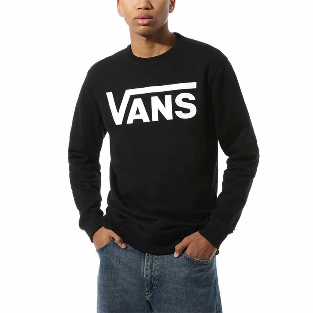 Tröja utan huva Herr Vans Classic Crew II Svart - 12