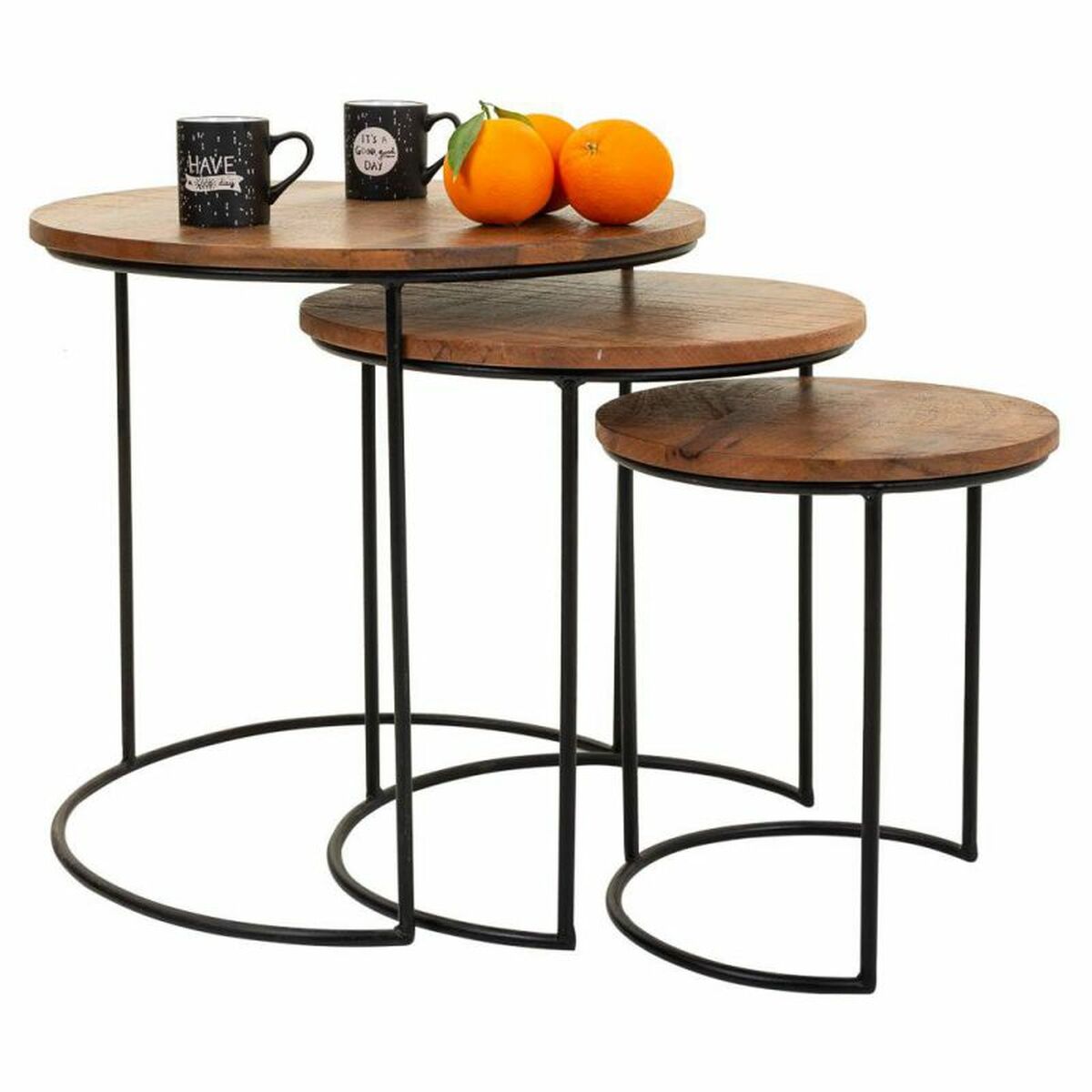 3-bordsset Alexandra House Living Naturell Järn Mangoträ 53 x 54 x 53 cm - 2