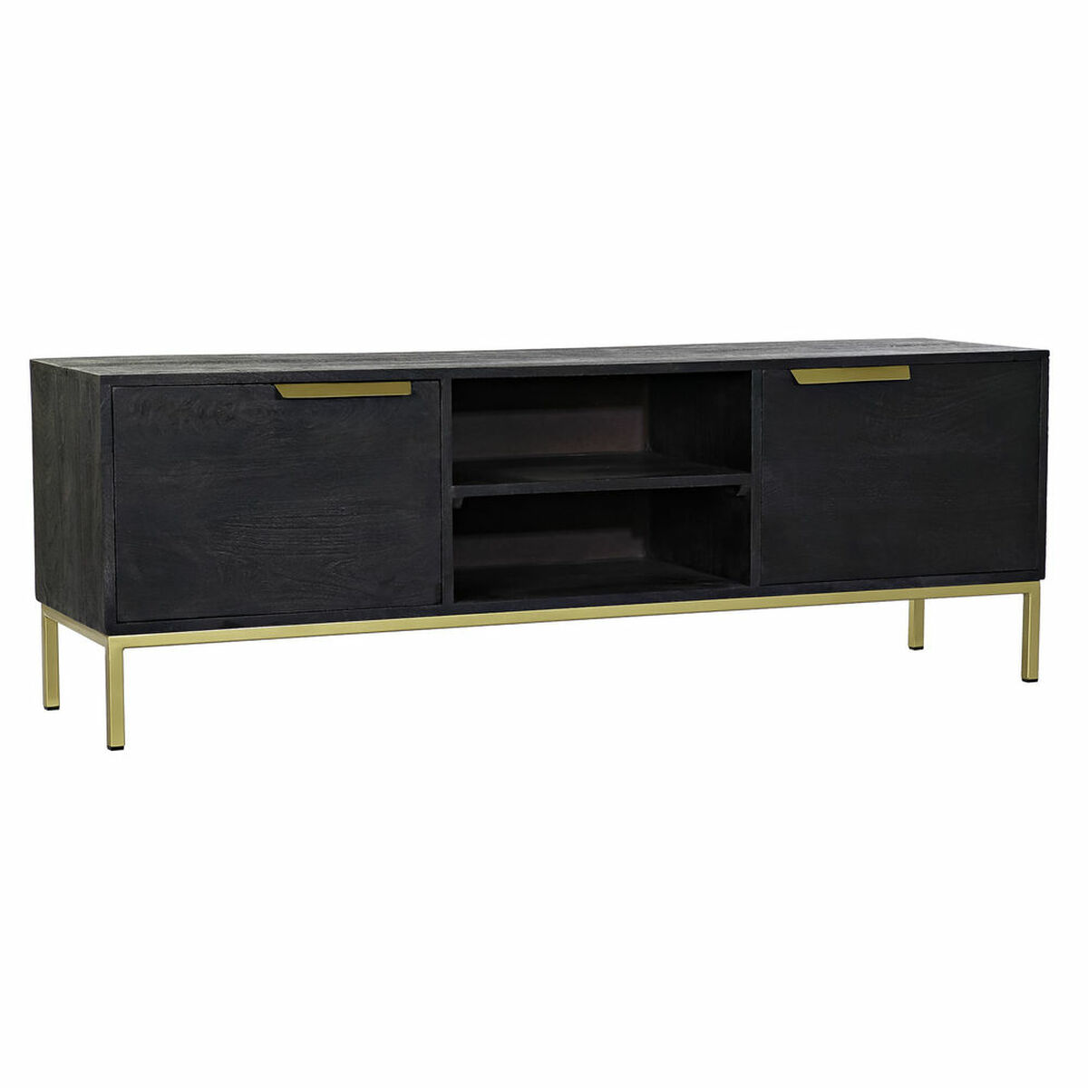 TV-möbler DKD Home Decor Svart Metall Gyllene Mangoträ (147 x 40 x 51 cm) - 3
