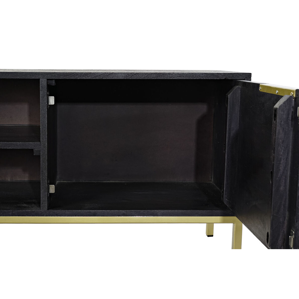 TV-möbler DKD Home Decor Svart Metall Gyllene Mangoträ (147 x 40 x 51 cm) - 8