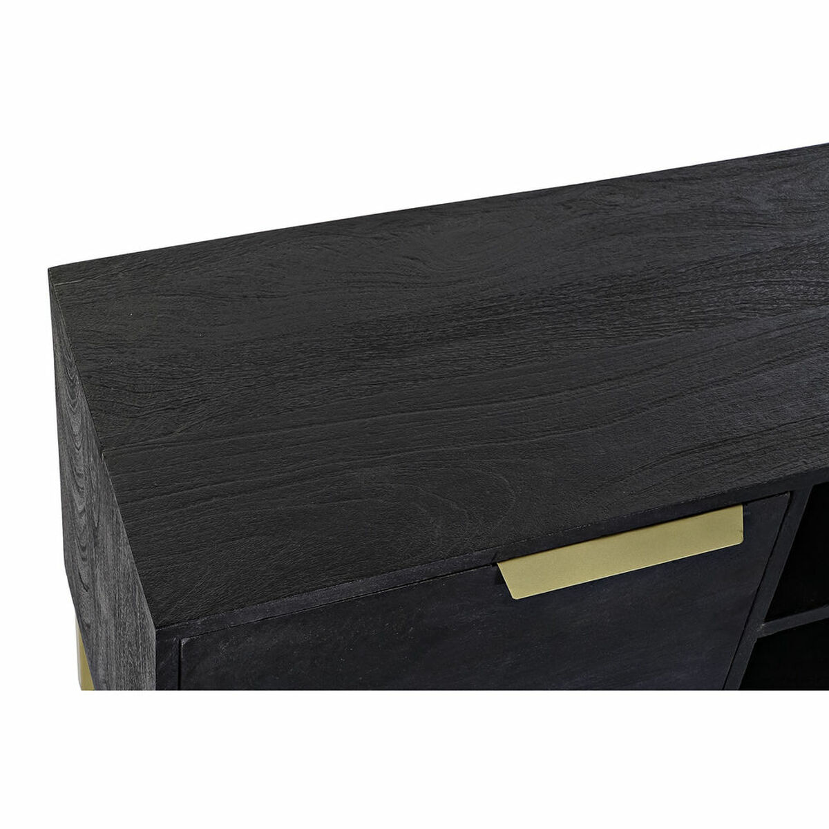 TV-möbler DKD Home Decor Svart Metall Gyllene Mangoträ (147 x 40 x 51 cm) - 4