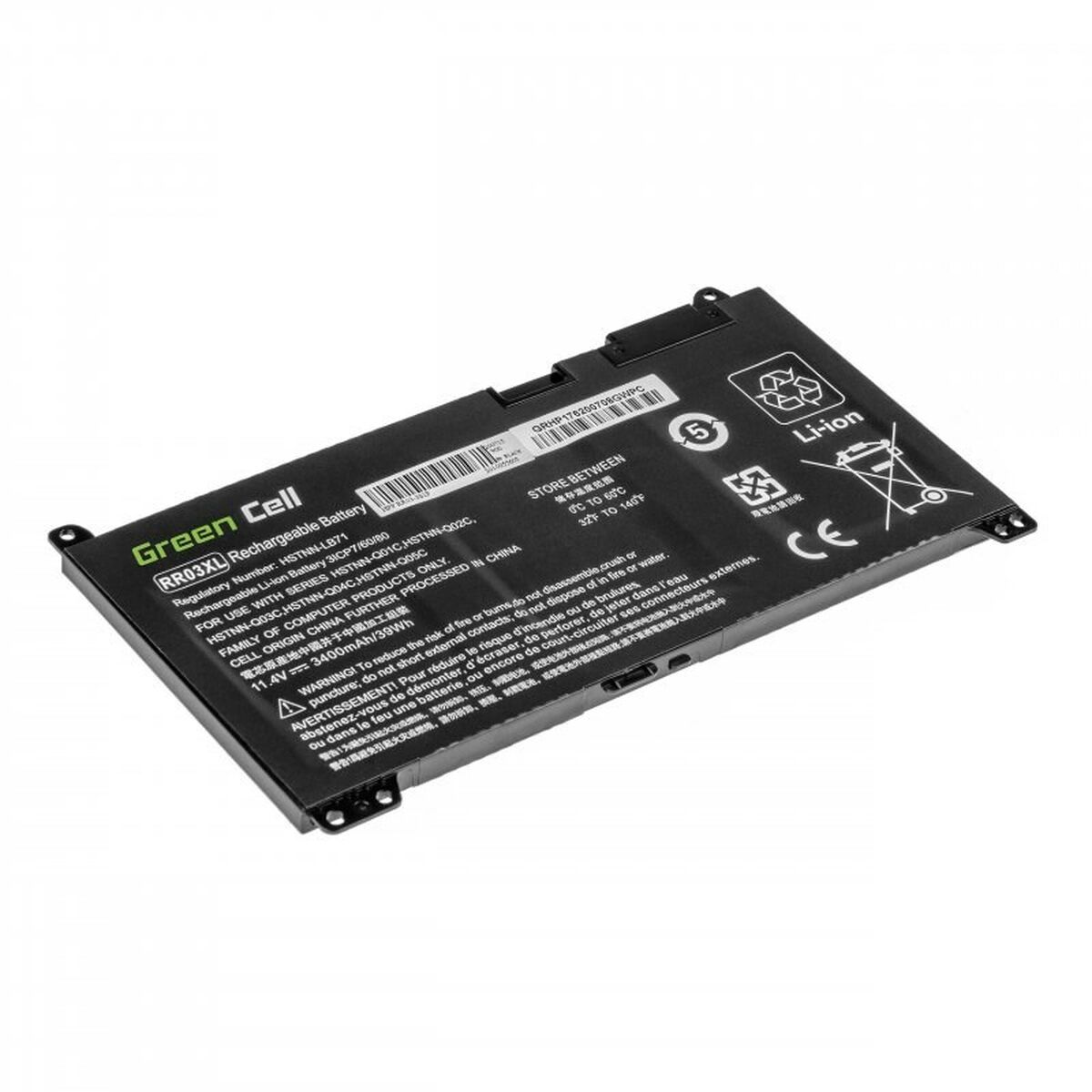 Laptopbatteri Green Cell HP183 Svart 3400 mAh - 2