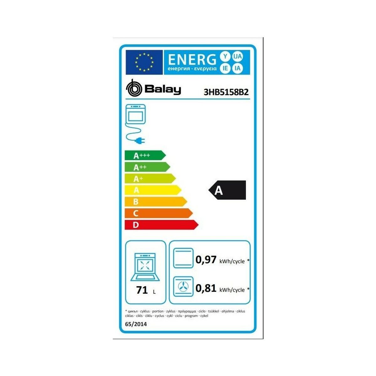 Ugn Balay 3HB5158B2 3400 W 71 L - 2