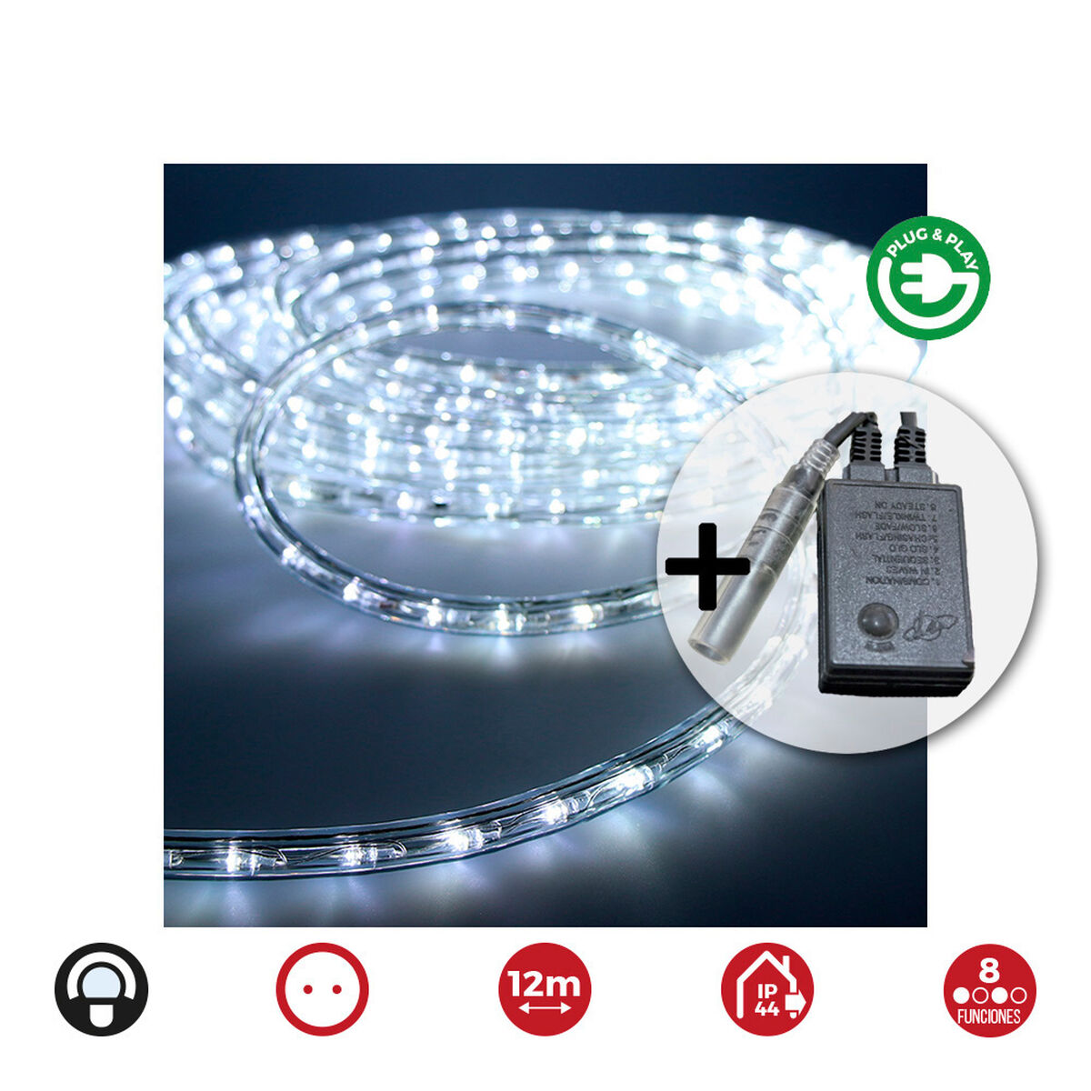 Slang LED EDM 71491 Flexiled Transparent Kallvit 12 m - 5