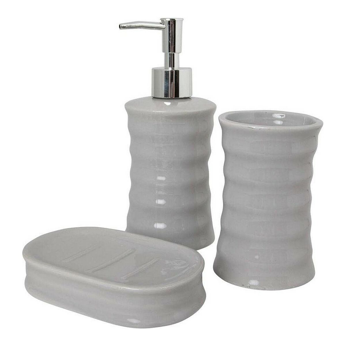 Badkit 89457 Vågor Keramik Grå Metall (3 pcs) - 6