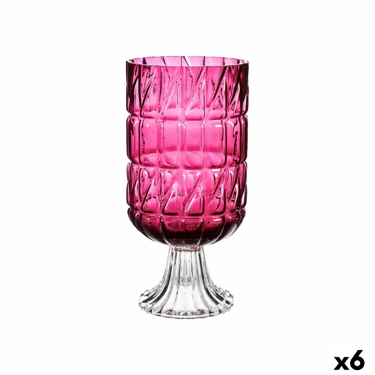 Vas Gift Decor Rosa Mörkrosa Glas Gravyr 13 x 26,5 x 13 cm (6 antal)