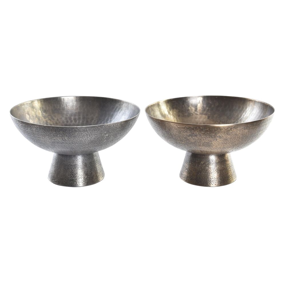 Bordsdekoration DKD Home Decor Gyllene Silvrig Aluminium 30 x 30 x 17 cm (2 antal)