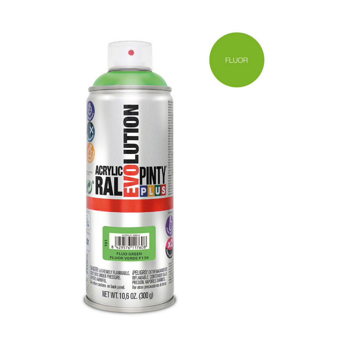 Sprejfärg Pintyplus Evolution F136 400 ml Fluorescerande Grön - 4