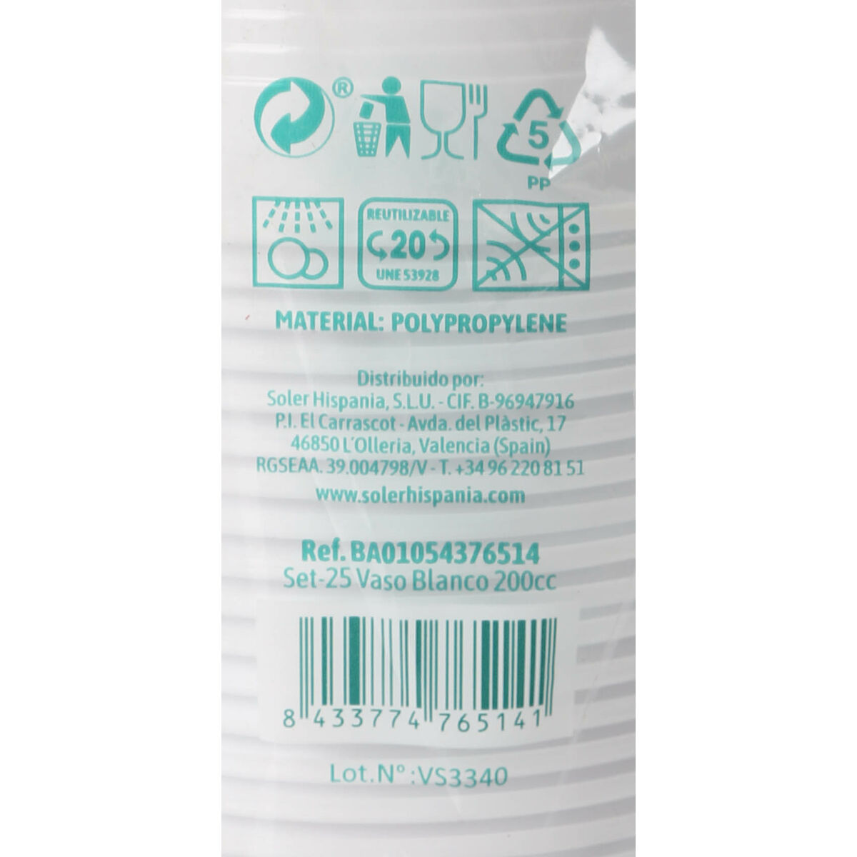 Set med återanvändbara glas Algon Vit 25 Delar 200 ml (24 antal) - 4