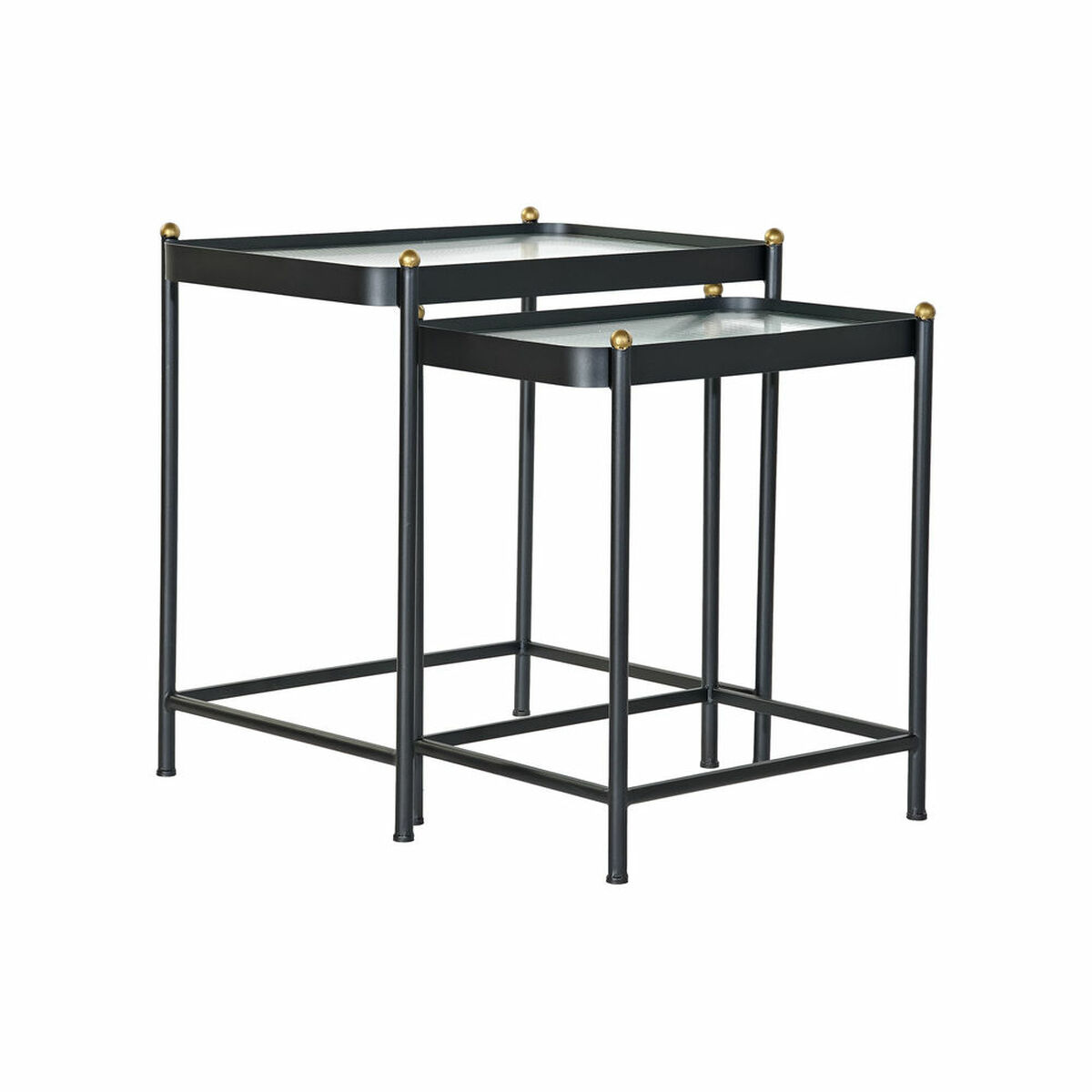 Sidobord DKD Home Decor Svart Metall Glas (2 pcs) - 3