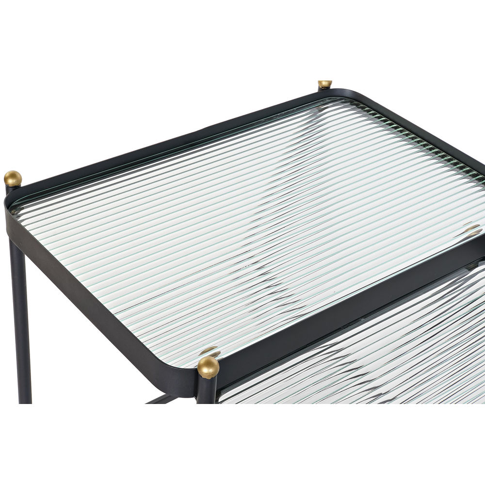 Sidobord DKD Home Decor Svart Metall Glas (2 pcs) - 2