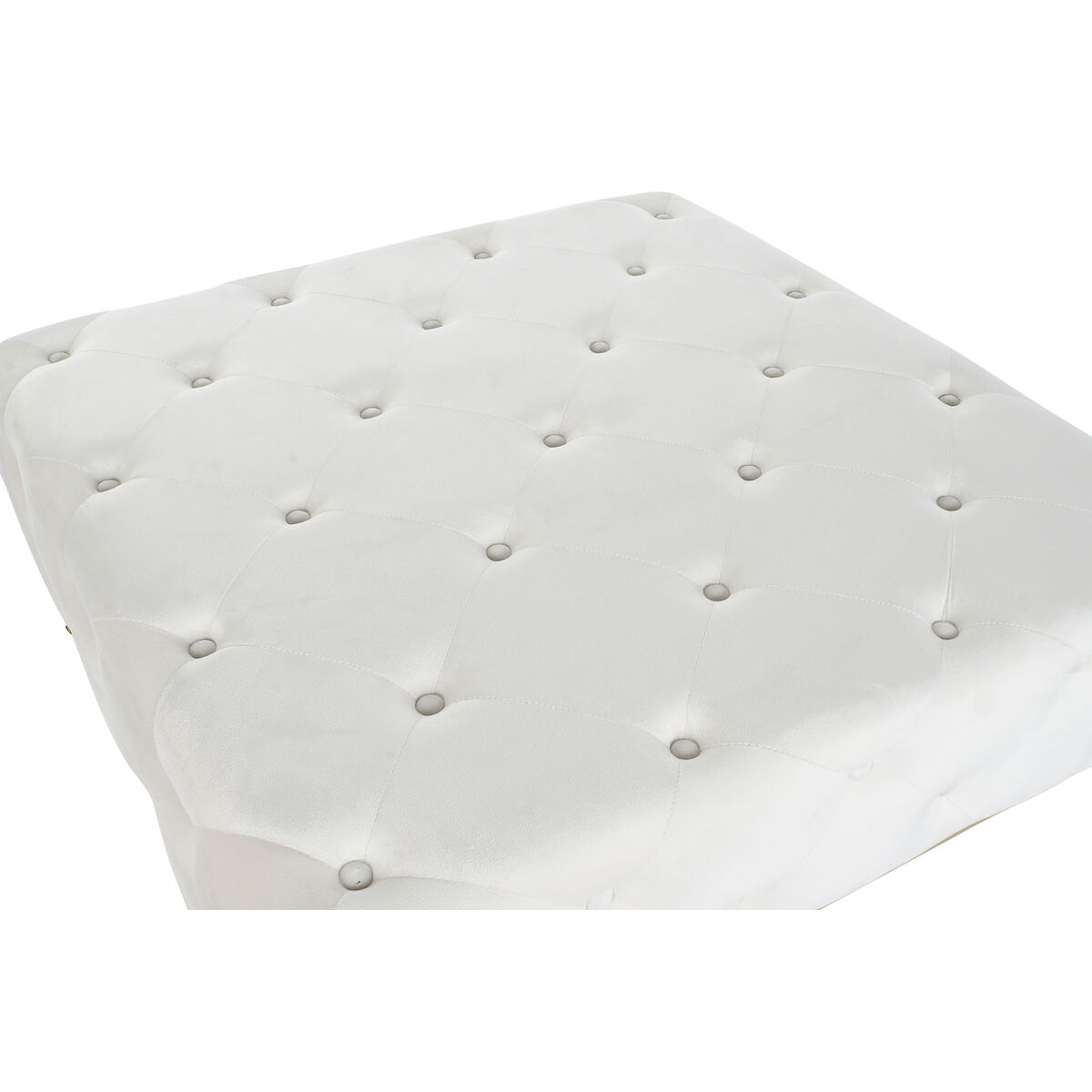 Sittpall DKD Home Decor Vit Gyllene Metall 100 x 100 x 45 cm - 5