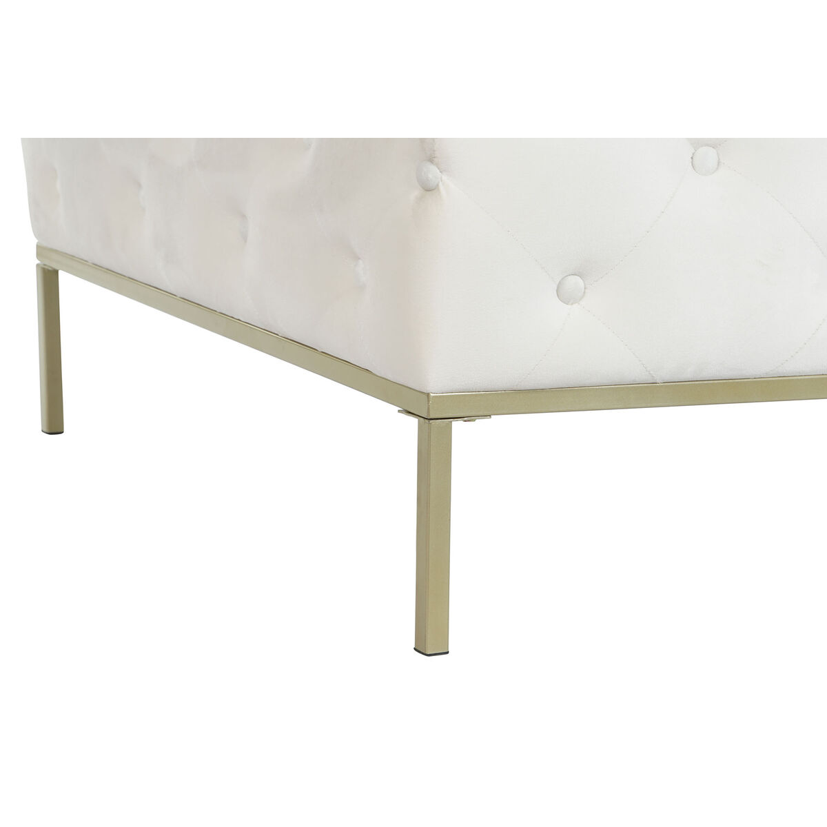 Sittpall DKD Home Decor Vit Gyllene Metall 100 x 100 x 45 cm - 3
