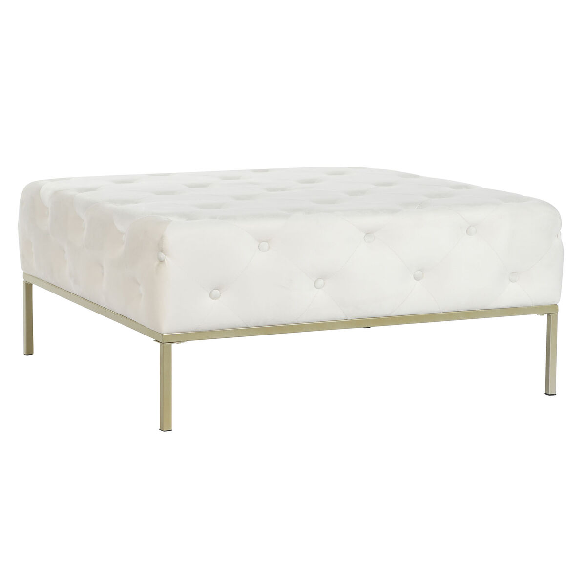 Sittpall DKD Home Decor Vit Gyllene Metall 100 x 100 x 45 cm