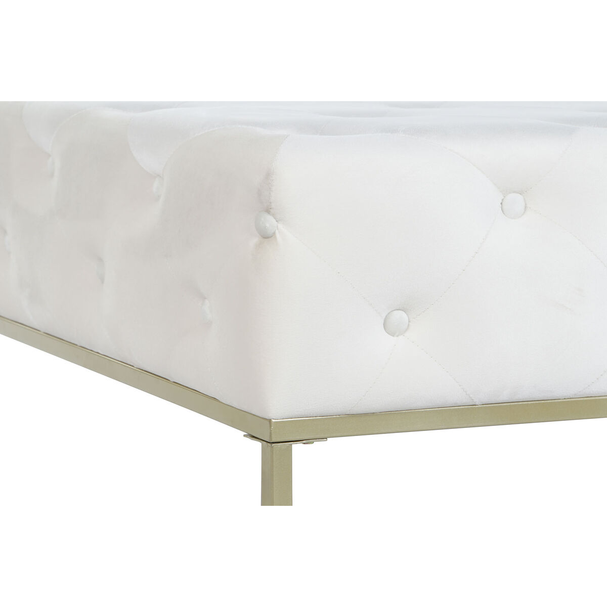 Sittpall DKD Home Decor Vit Gyllene Metall 100 x 100 x 45 cm - 4