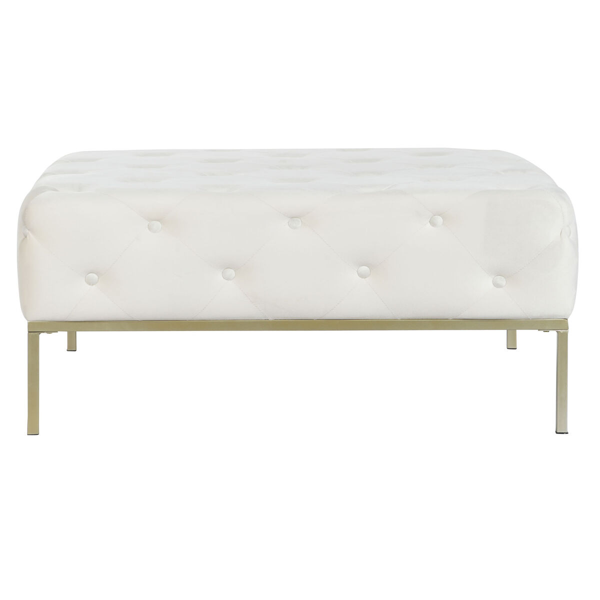 Sittpall DKD Home Decor Vit Gyllene Metall 100 x 100 x 45 cm - 2