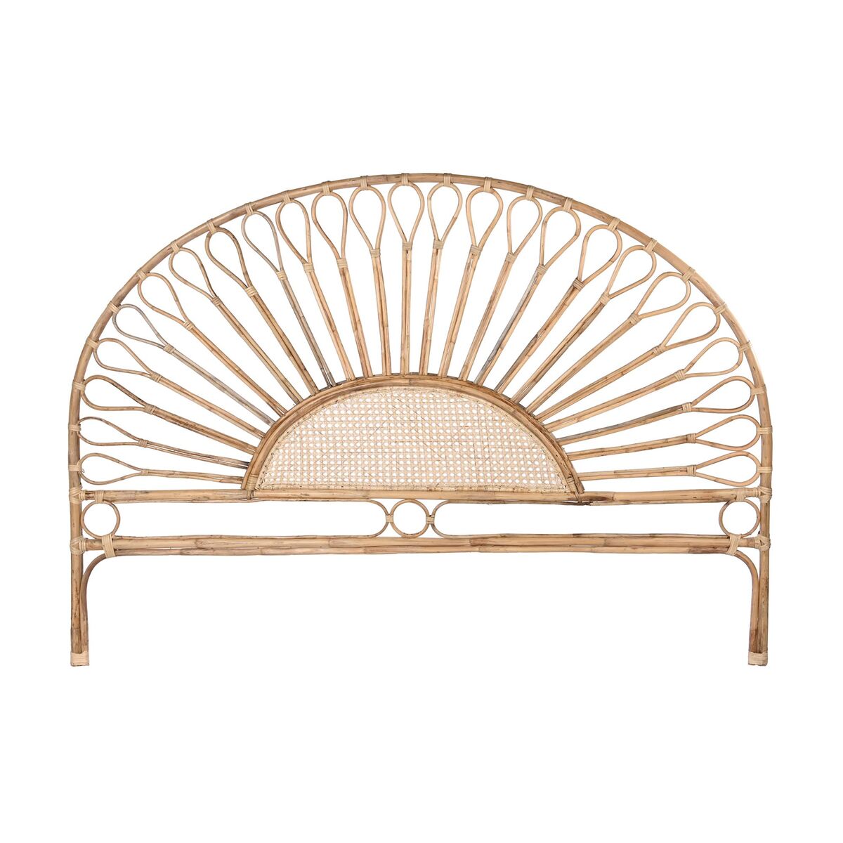 Sänggavel DKD Home Decor Naturell Solros Trä Rattan 178 x 4 x 90 cm 178 x 4 x 127 cm