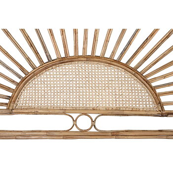 Sänggavel DKD Home Decor Naturell Solros Trä Rattan 178 x 4 x 90 cm 178 x 4 x 127 cm