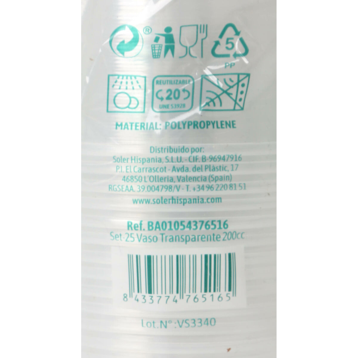 Set med återanvändbara glas Algon Transparent 25 Delar 200 ml (24 antal) - 4