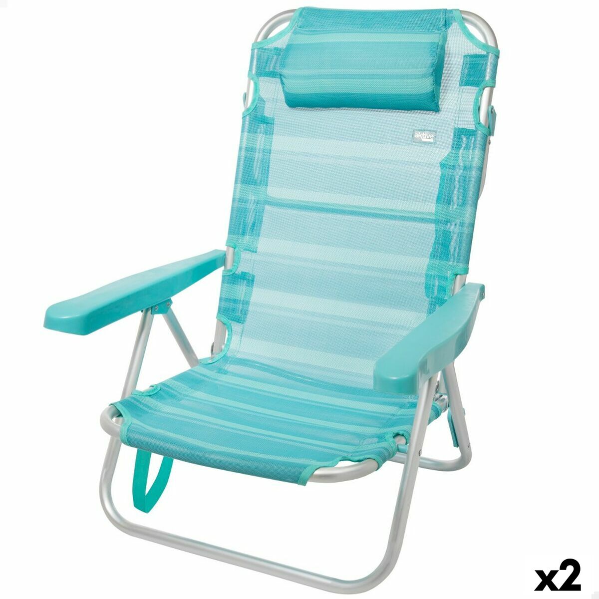 Strandstol Aktive Hopfällbar Turkos 48 x 84 x 46 cm (2 antal)
