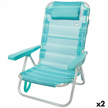 Strandstol Aktive Hopfällbar Turkos 48 x 84 x 46 cm (2 antal)