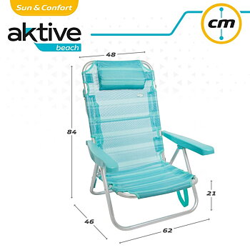 Strandstol Aktive Hopfällbar Turkos 48 x 84 x 46 cm (2 antal)
