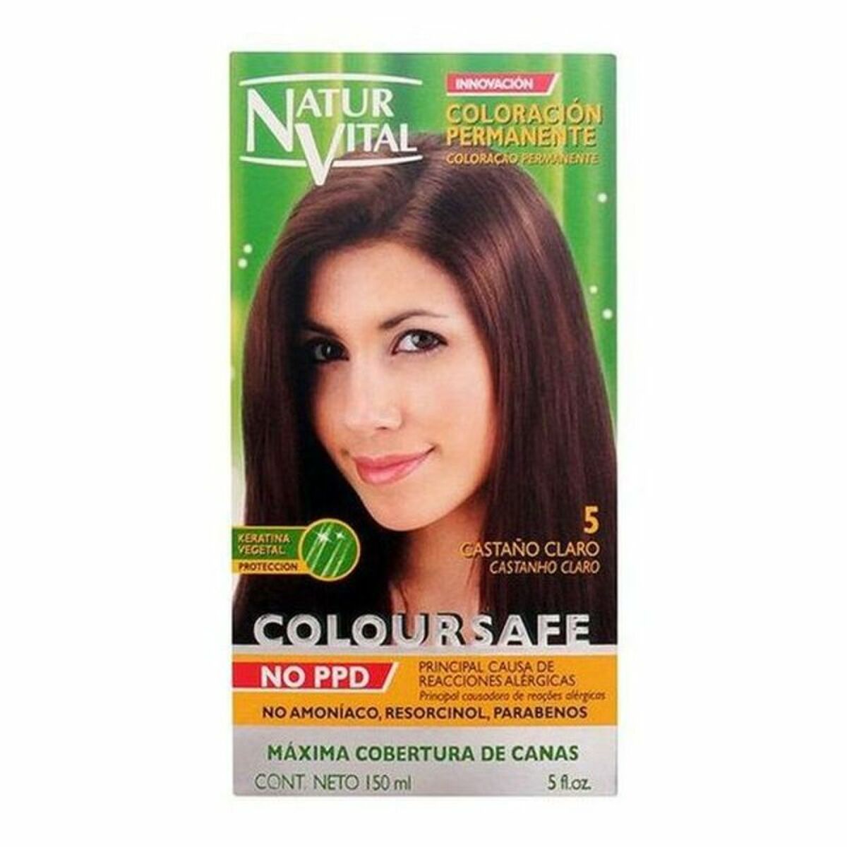Färg utan ammoniak Naturaleza y Vida Coloursafe Nº 5-Castano Claro 150 ml