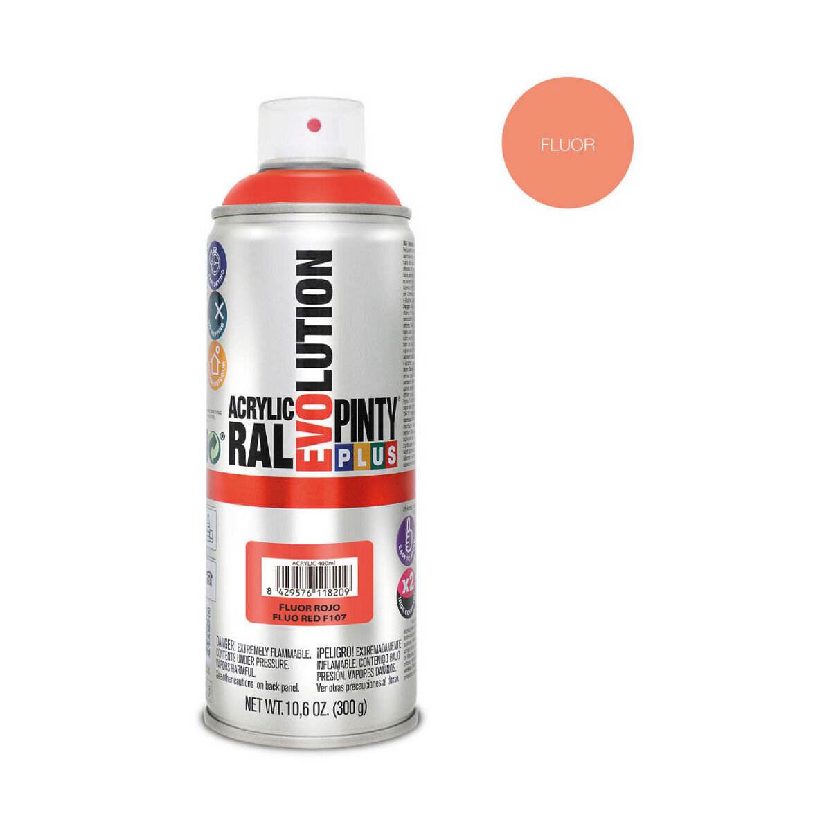 Sprejfärg Pintyplus Evolution F107 400 ml Fluorescerande Röd - 4