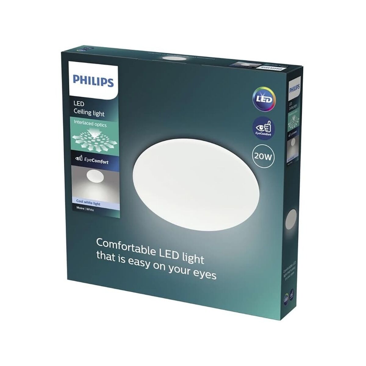 Infälld taklampa med LED Philips Moire 20 W Ø 38 cm Vit Metall (4000 K) - 2
