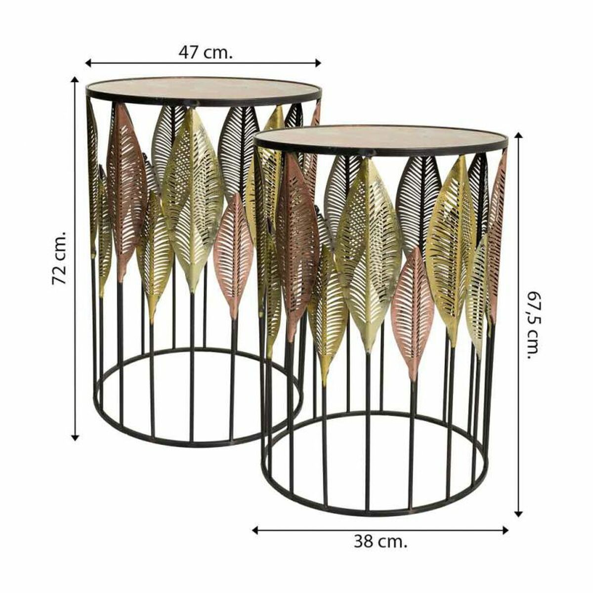 2-bordsset Alexandra House Living Gyllene Järn 47 x 72 x 47 cm - 6