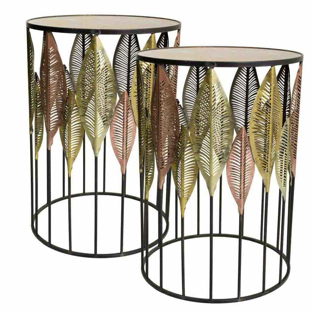 2-bordsset Alexandra House Living Gyllene Järn 47 x 72 x 47 cm