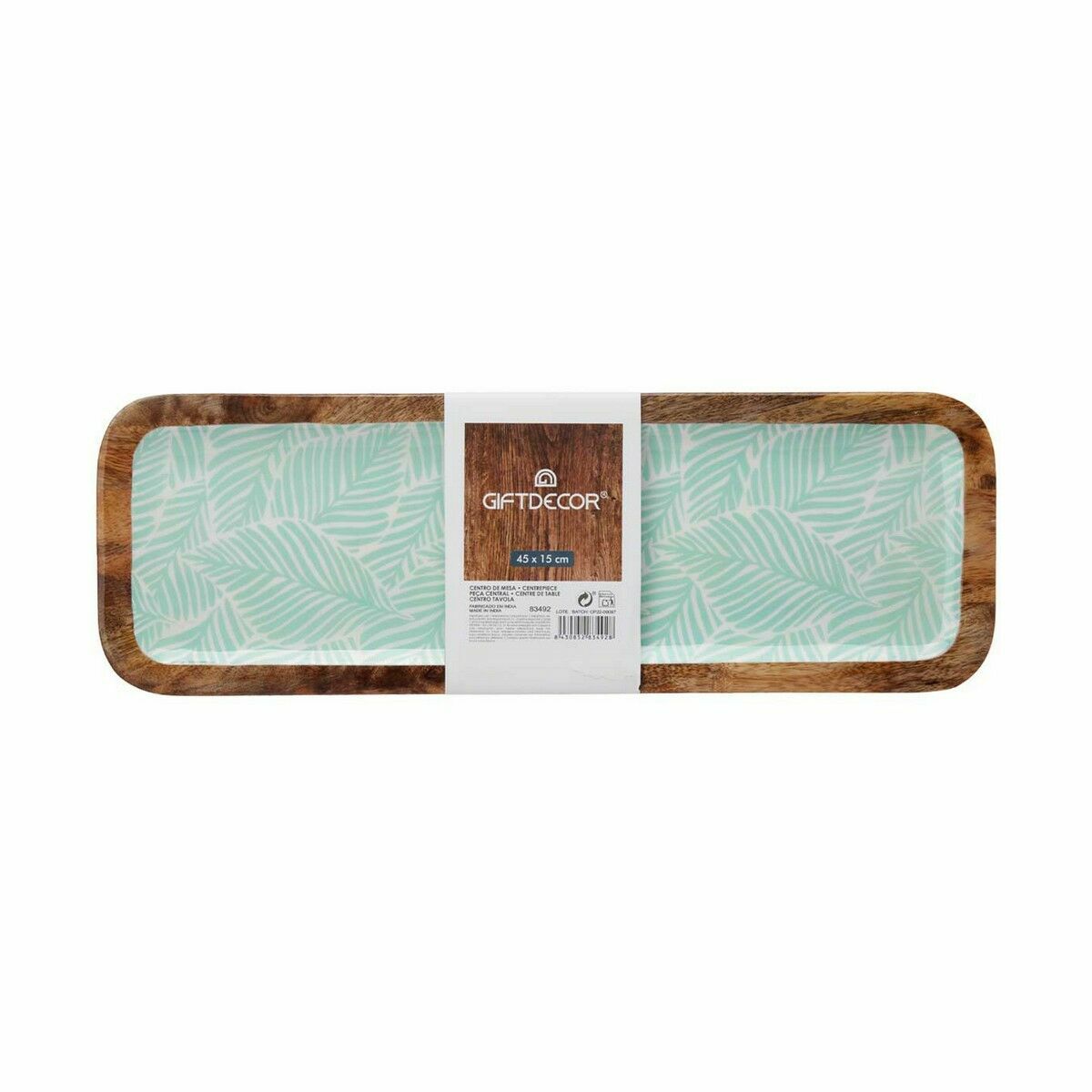 Bordsdekoration Gift Decor Vit Brun Grön Polyester Harts Mangoträ 45 x 15 cm 15,2 x 2,54 x 45,7 cm Löv av en växt (6 antal) - 5