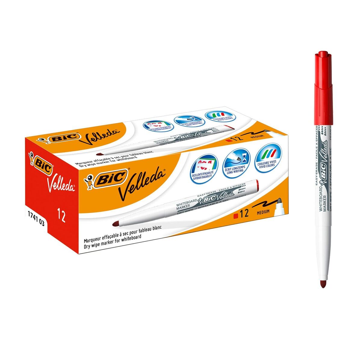 Spritpenna Bic Velleda 1741 Vit Röd Whiteboard - 2