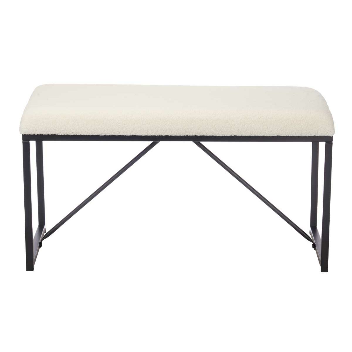 Bänk Gift Decor Vit Metall Tyg 81 x 42 x 38 cm - 3