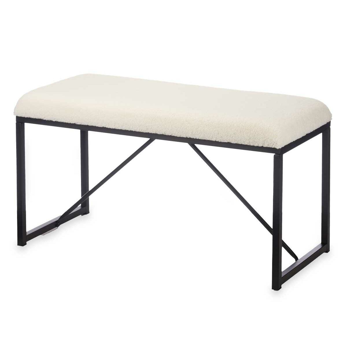 Bänk Gift Decor Vit Metall Tyg 81 x 42 x 38 cm