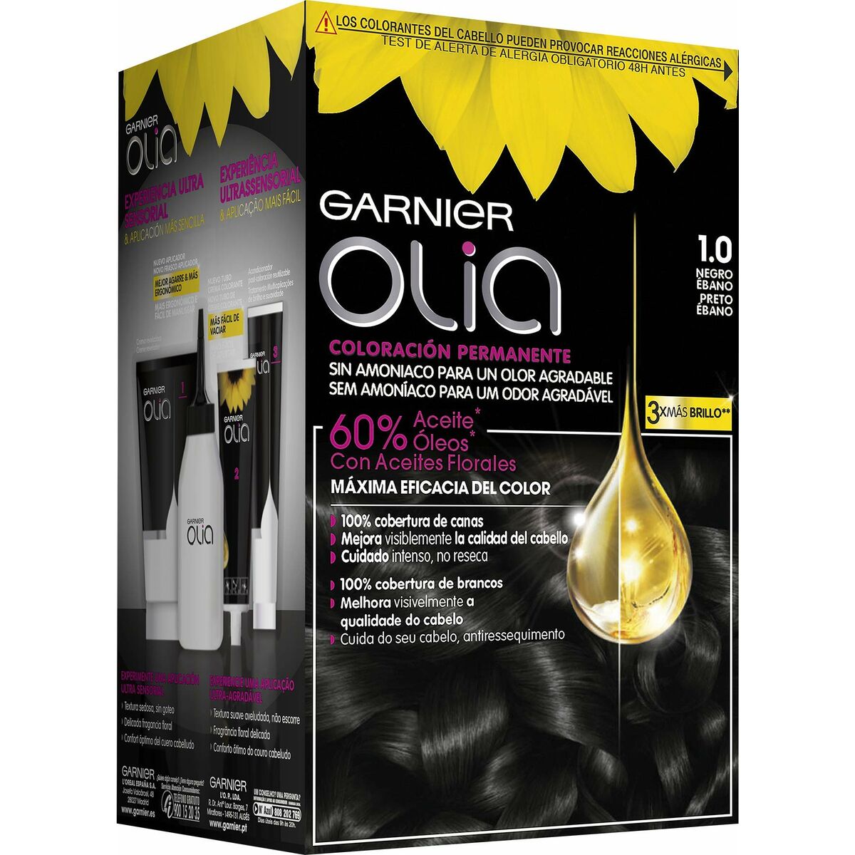 Färg utan ammoniak Garnier Olia Ebonysvart Nº 1.0-negro Nº 1,0 Negro Ebano (1 antal)