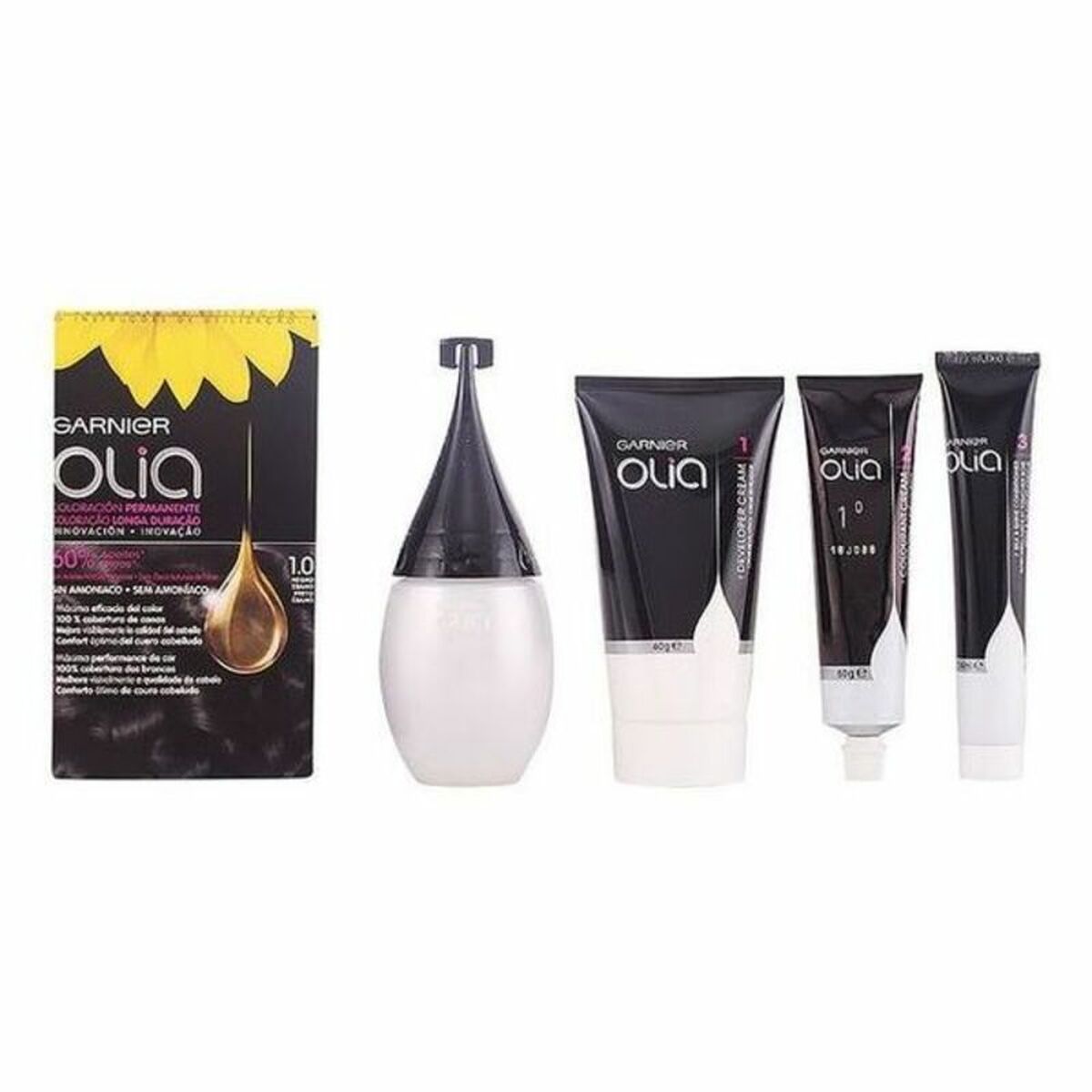 Färg utan ammoniak Garnier Olia Ebonysvart Nº 1.0-negro Nº 1,0 Negro Ebano (1 antal) - 2