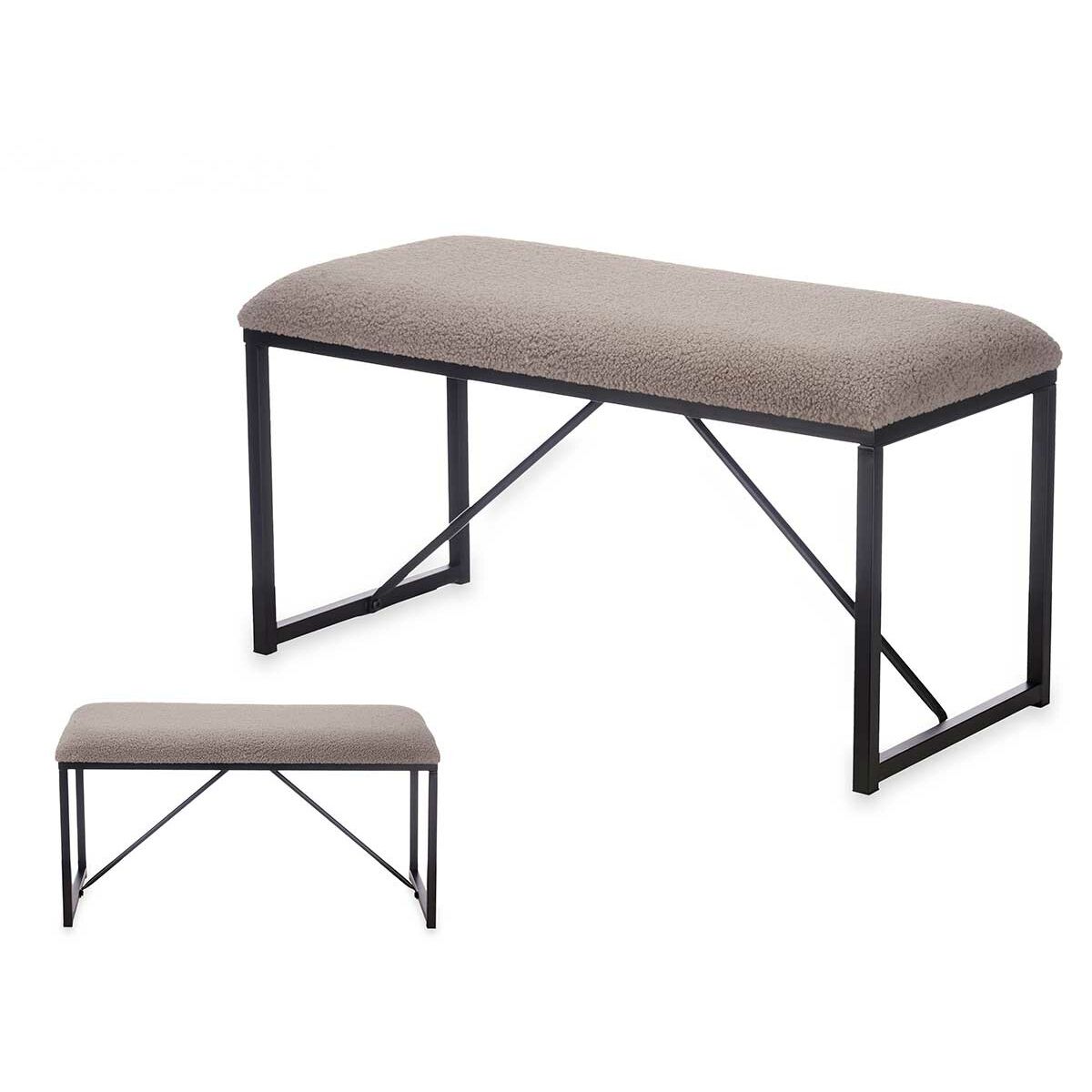 Bänk Gift Decor Brun Metall Tyg 81 x 42 x 38 cm - 2