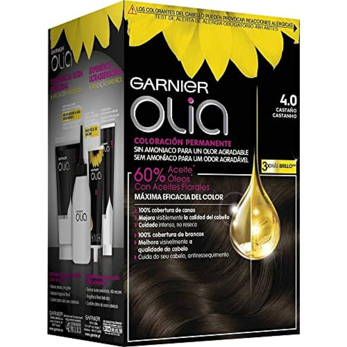 Färg utan ammoniak Garnier Olia Nº 4.0-Castano (1 antal)