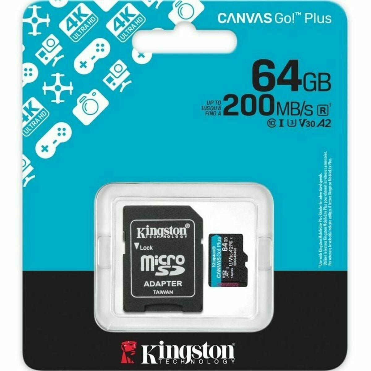 Micro-SD Minneskort med Adapter Kingston CANVAS Go! Plus 64 GB - 3