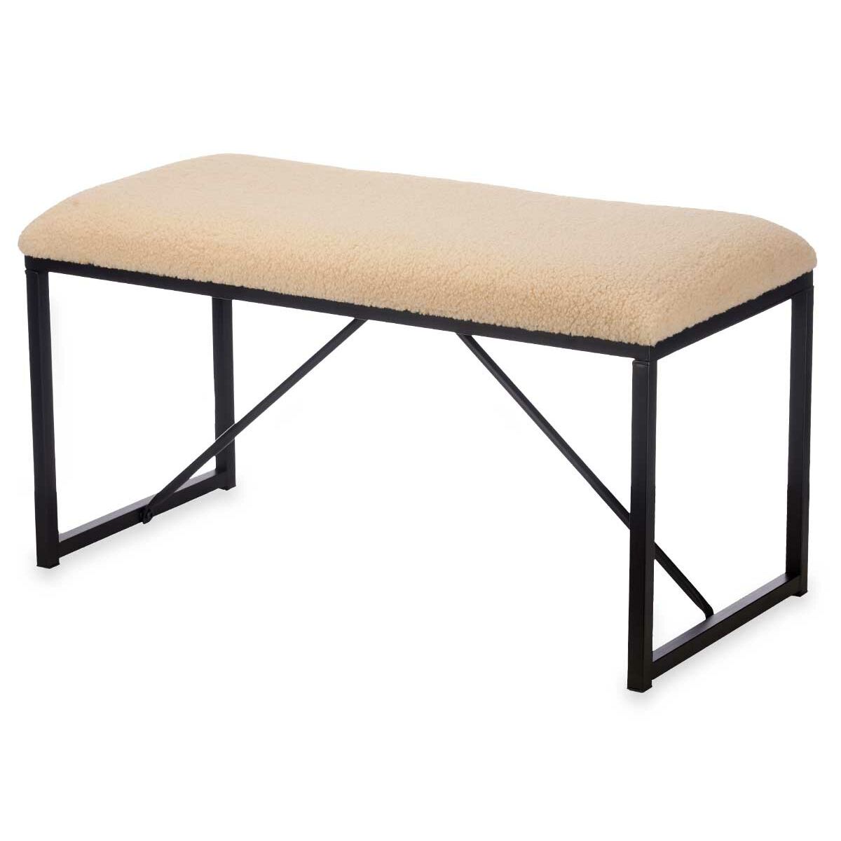 Bänk Gift Decor Beige Metall Tyg 81 x 42 x 38 cm