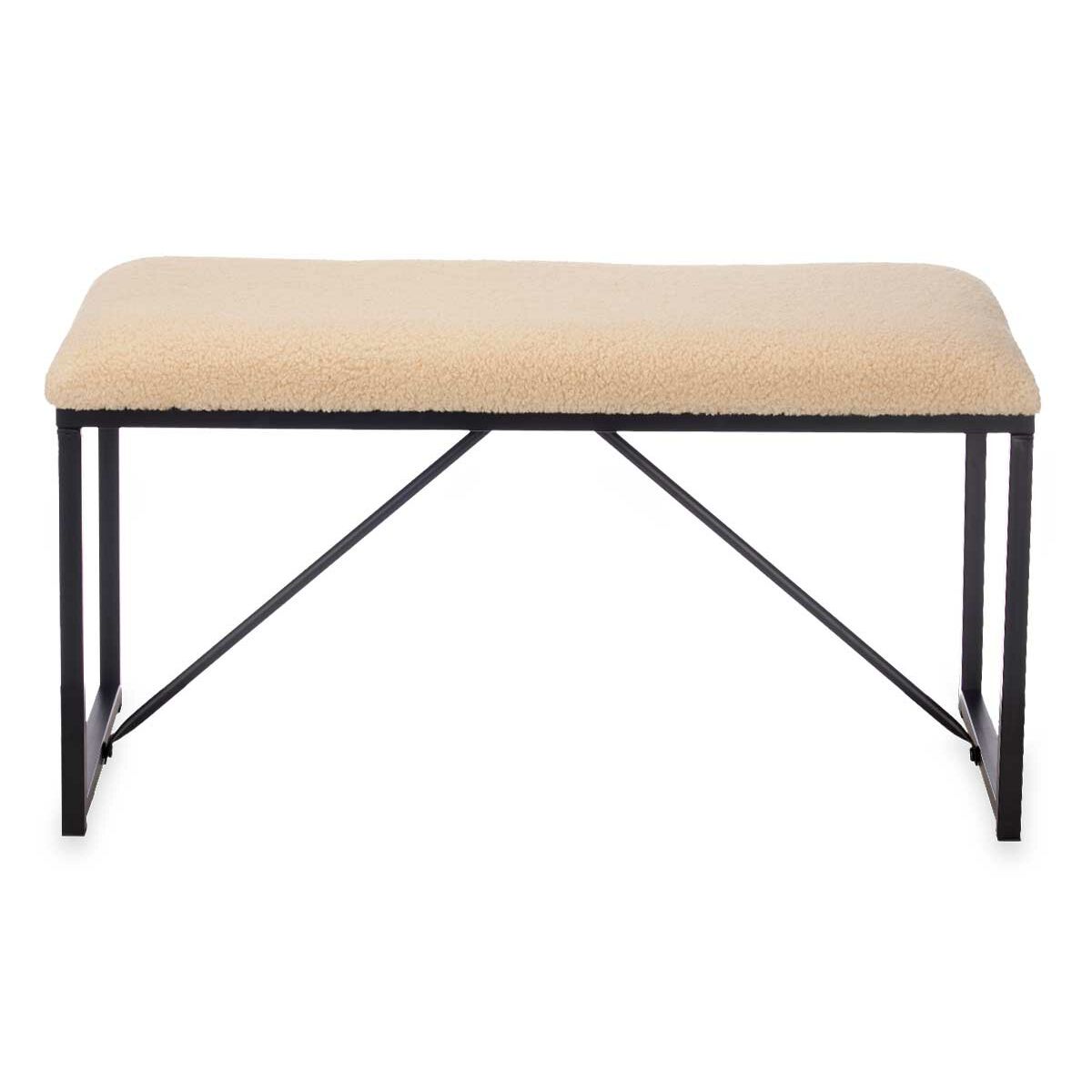 Bänk Gift Decor Beige Metall Tyg 81 x 42 x 38 cm - 3