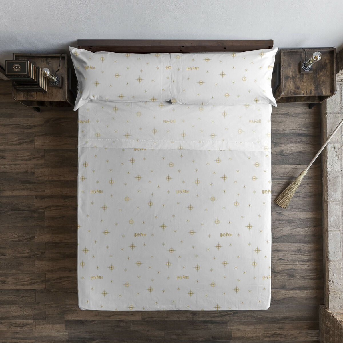 Bäddset Harry Potter Stars Gold Vit Multicolour Säng 180