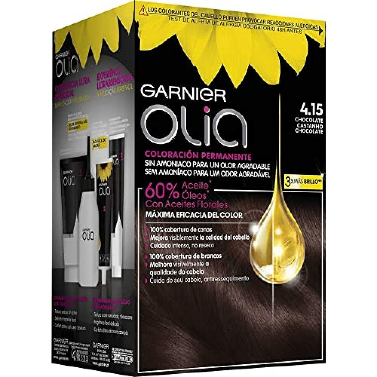 Färg utan ammoniak Garnier Olia Nº 4,15 Chocolate Nº 4,15 Chocolate Lote (1 antal)
